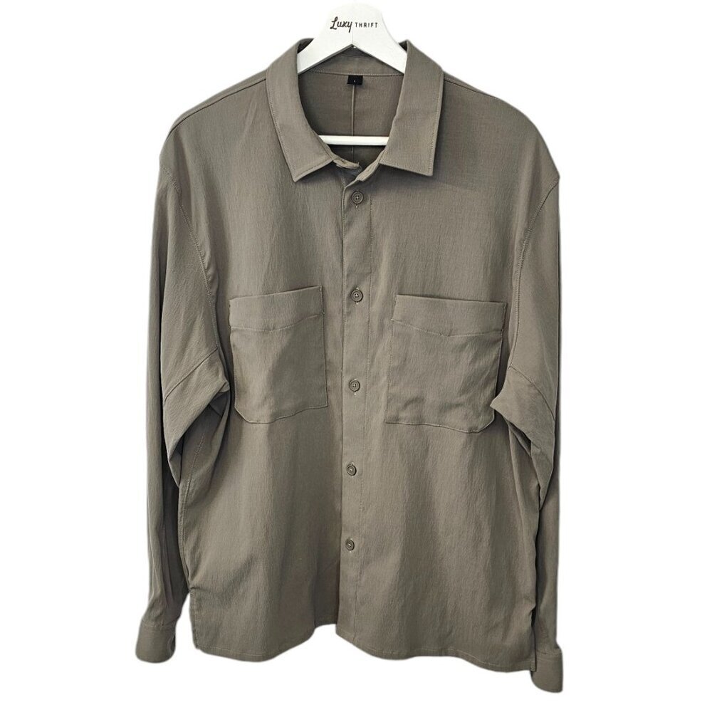 Lululemon Mens Relaxed-Fit Long-Sleeve Button-Up Shirt Overshirt Nomad Size L